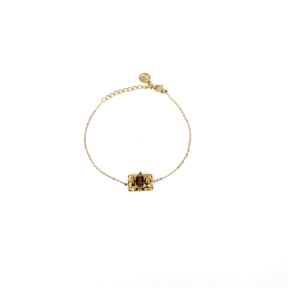 Bracciale in acciaio pendenti rettangolare marrone GB
