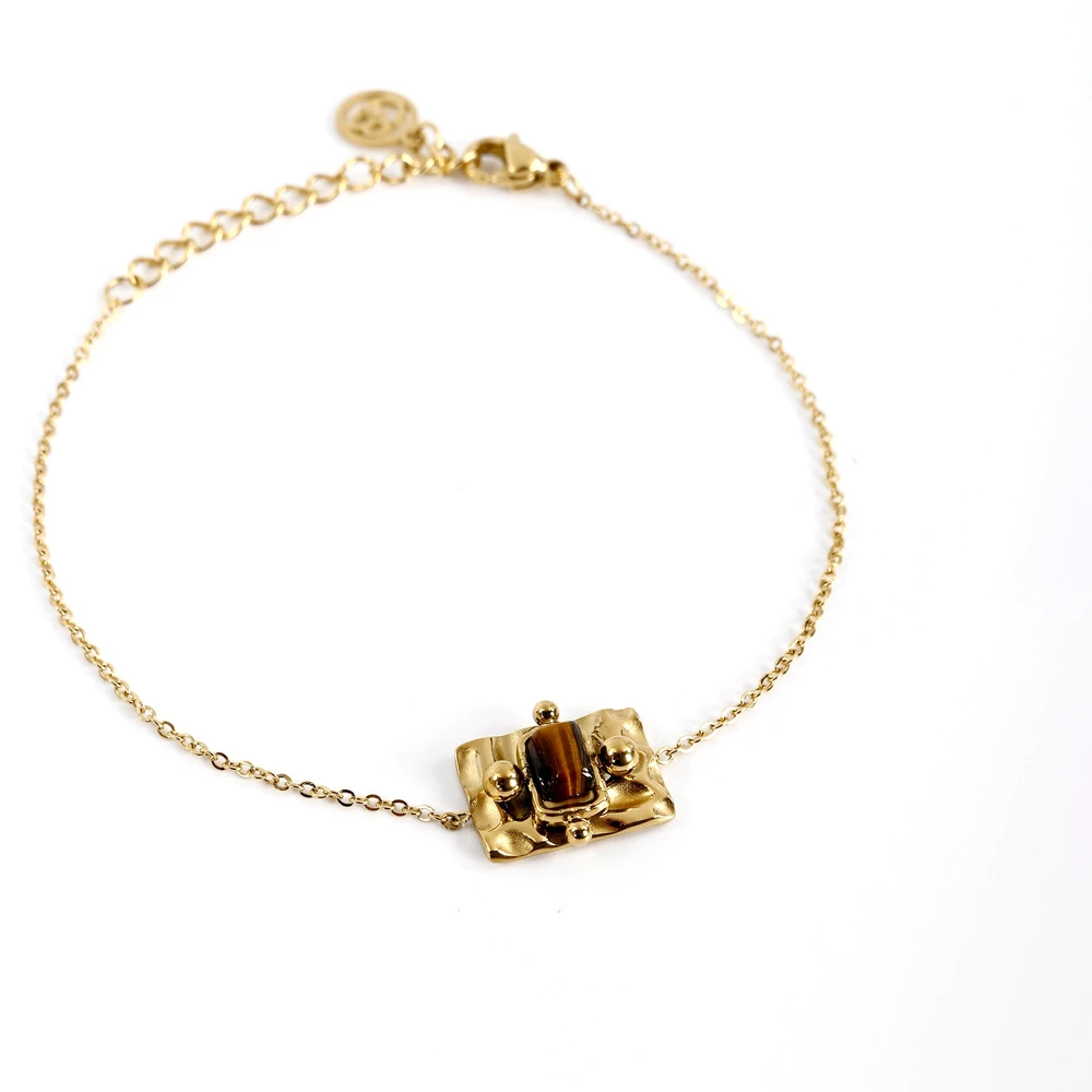 Bracciale in acciaio pendenti rettangolare marrone GB