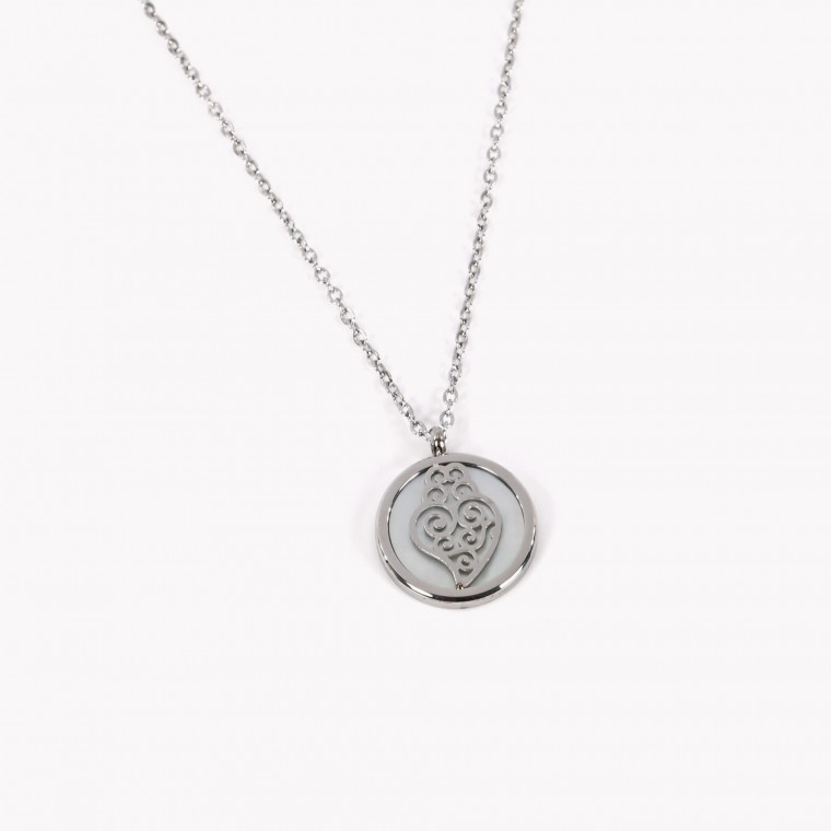 Steel necklace with coração de viana GB