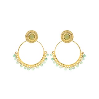 Boucles d'oreilles en acier pierres vert GB