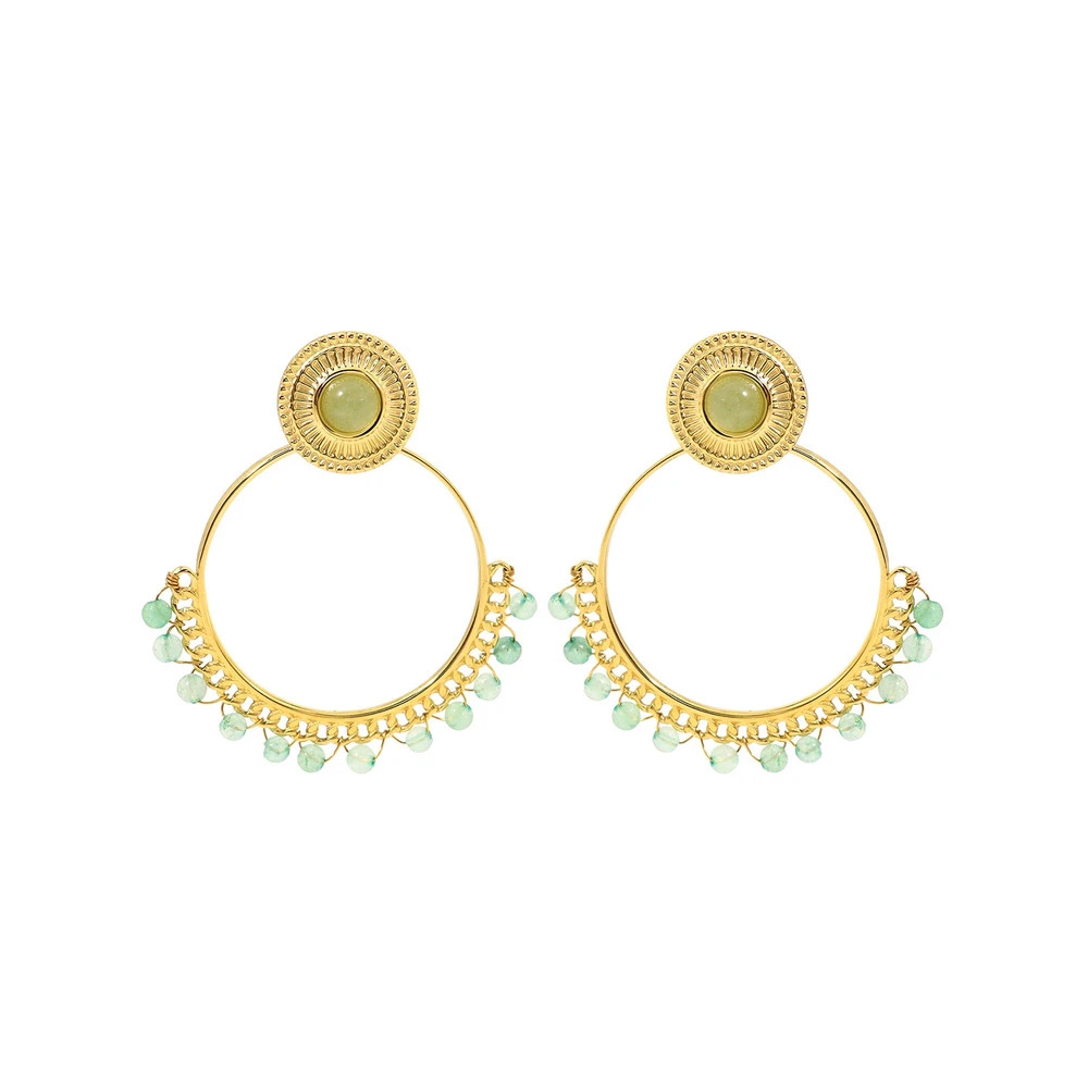 Boucles d\'oreilles en acier pierres GB