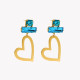 Steel earrings blue and heart GB
