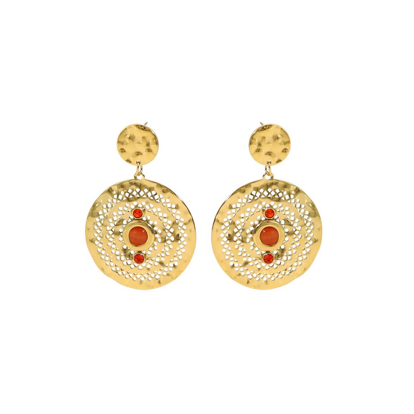 Steel earrings hammered orange GB