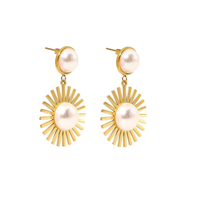 Steel earrings irregular pearl GB