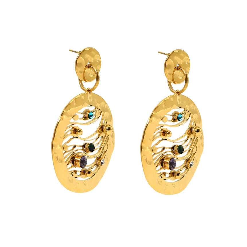 Pendientes en acero redondos coloridos claros GB
