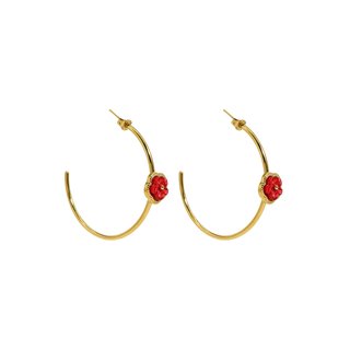 Aros en acero fina flor roja GB