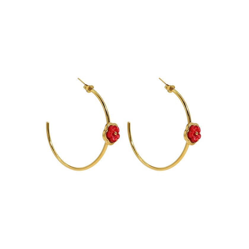Steel hoops thin flower red GB