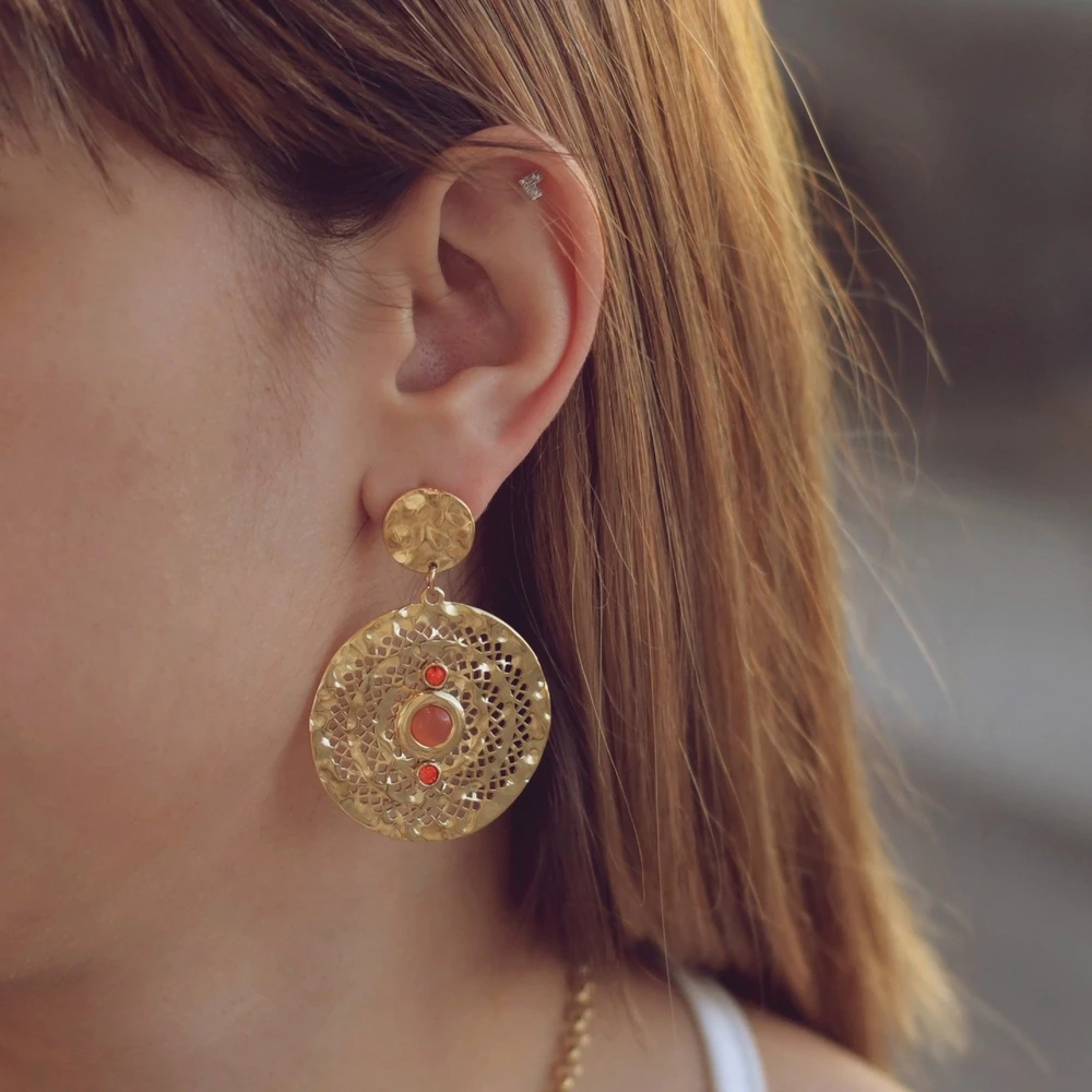 Pendientes en acero martillados GB