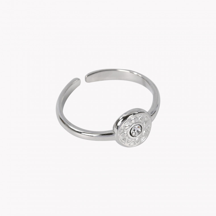 Steel adjustable ring round and brilliant GB