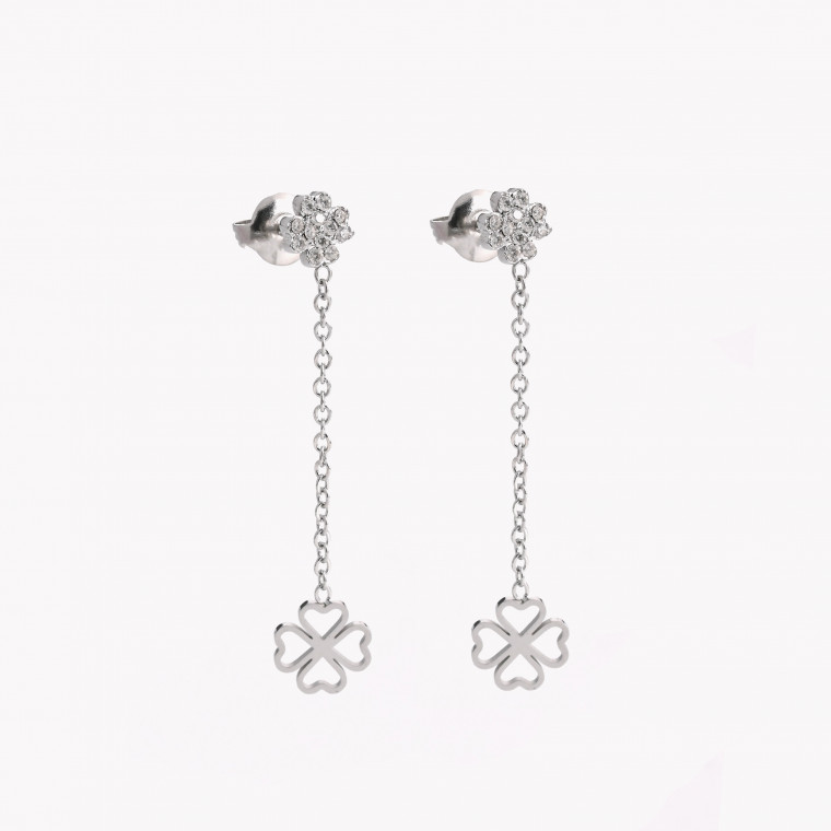 Steel earrings pending with clovers GB