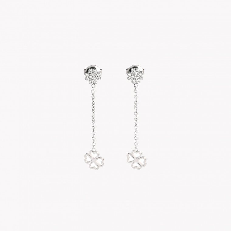 Steel earrings pending with clovers GB