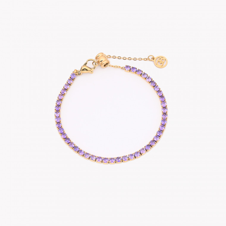 Steel bracelet rivière purple square GB