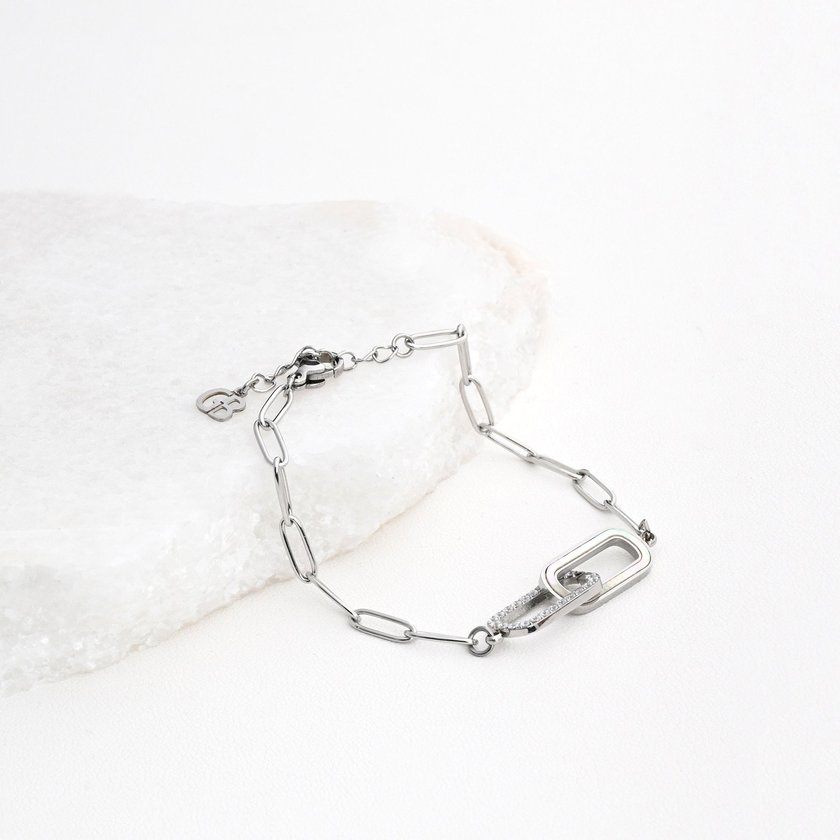 Pulseira em aço elos entrelaçados GB