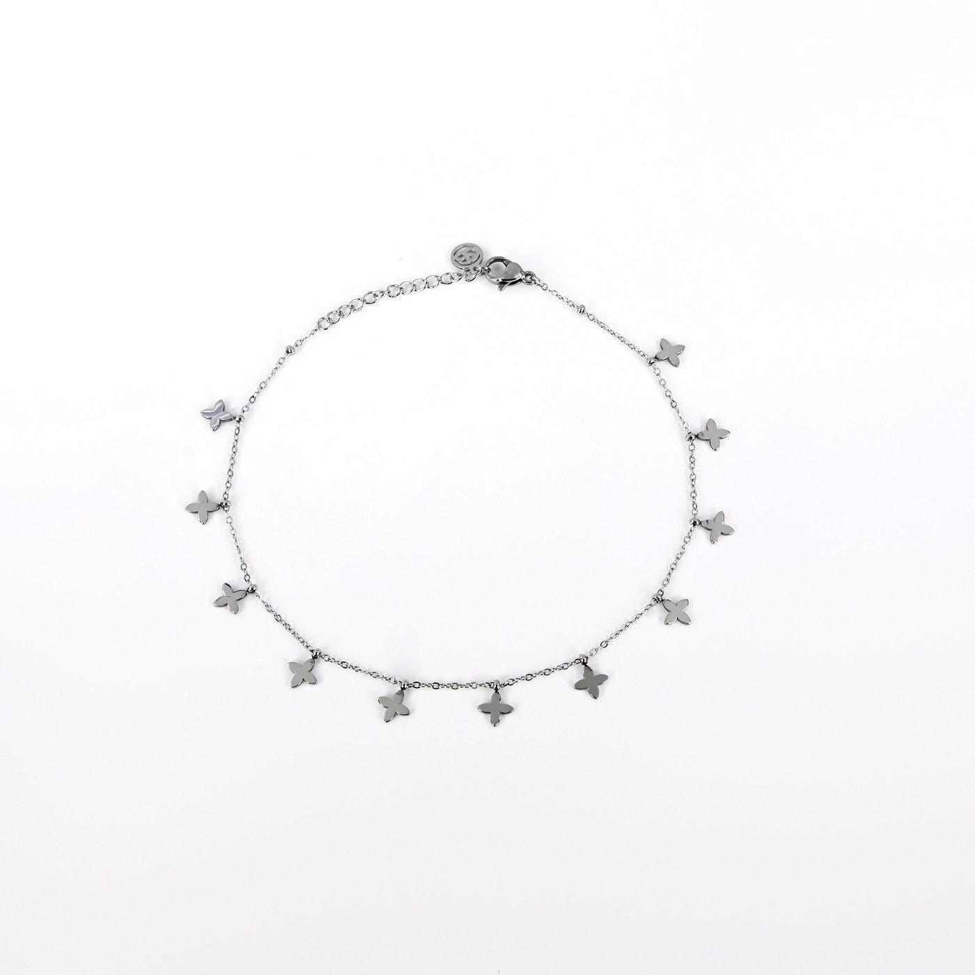 Pulsera para pie acero con colgantes flor GB