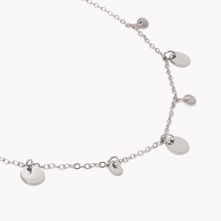 Steel foot bracelet with round pendants GB