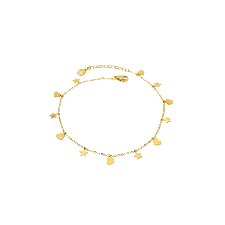 Steel foot bracelet with stars pendants GB