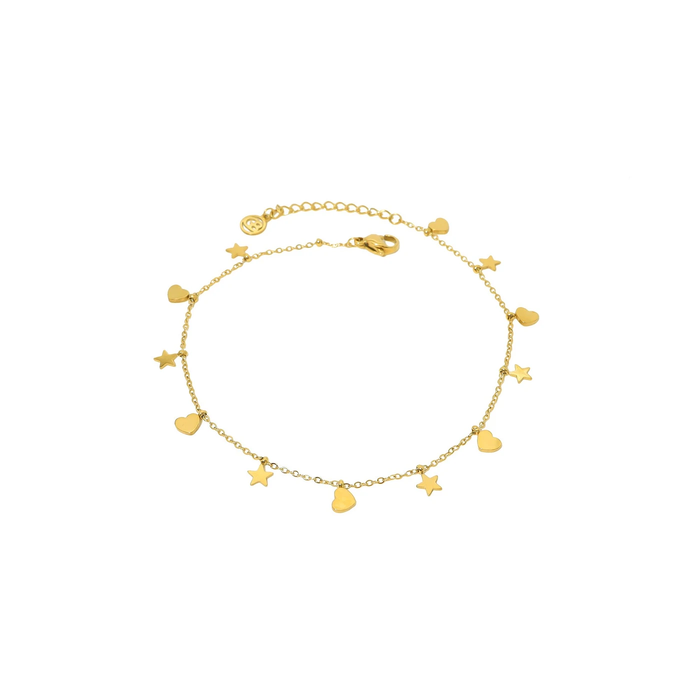 Pulseira de pé aço com pendentes estrelas GB