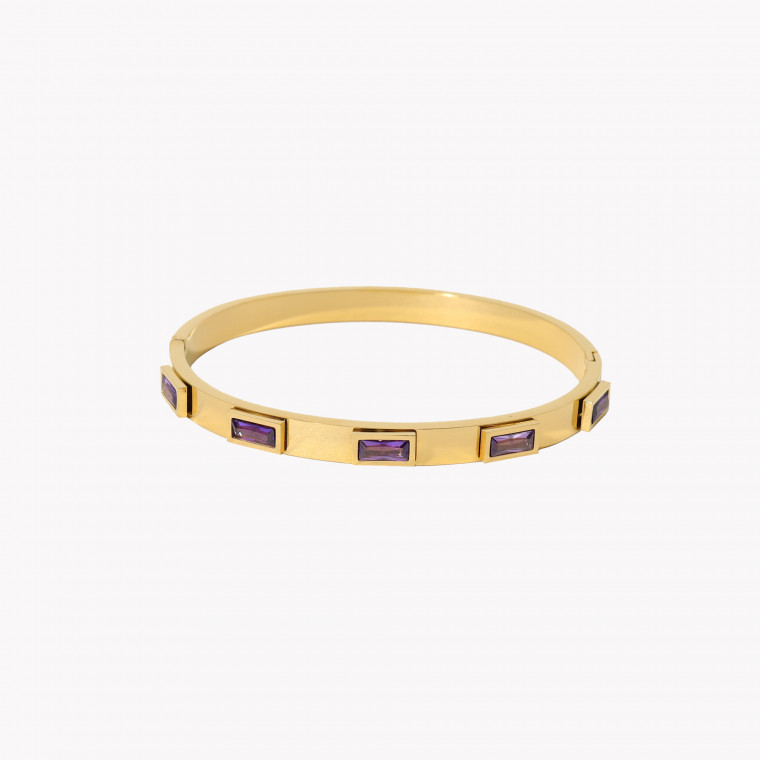 Rigid bracelet steel lilac rectangular GB