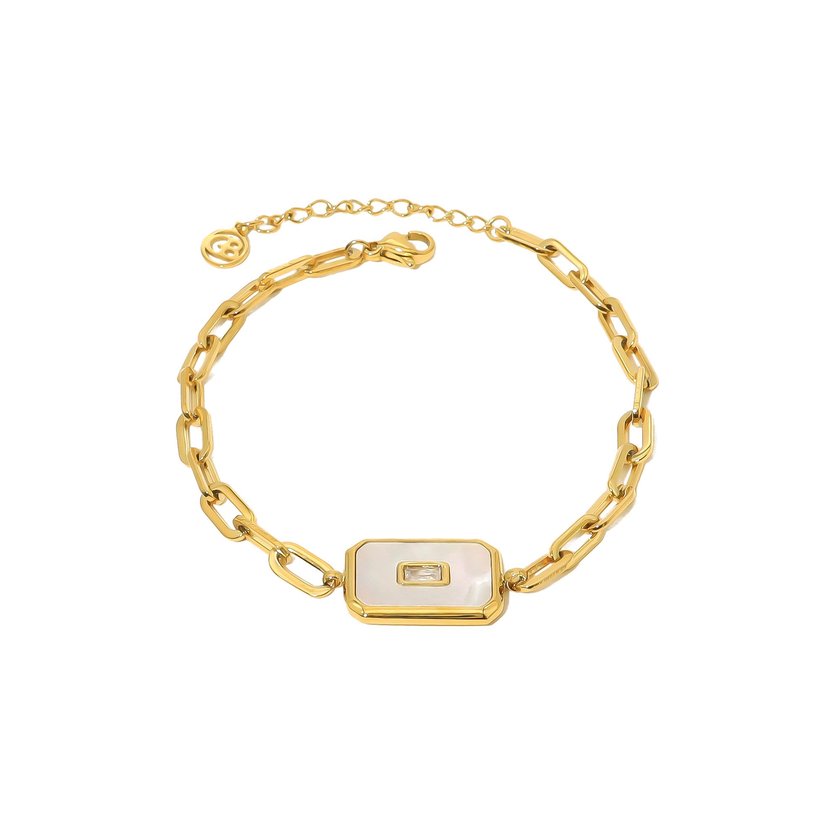 Steel bracelet stone rectangular GB