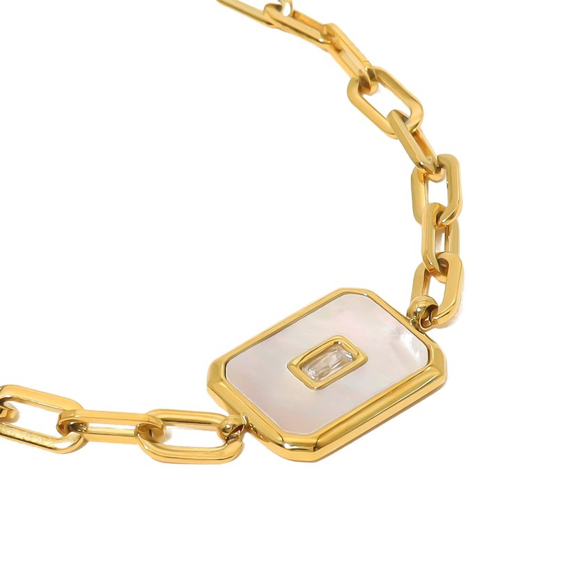 Steel bracelet stone rectangular GB