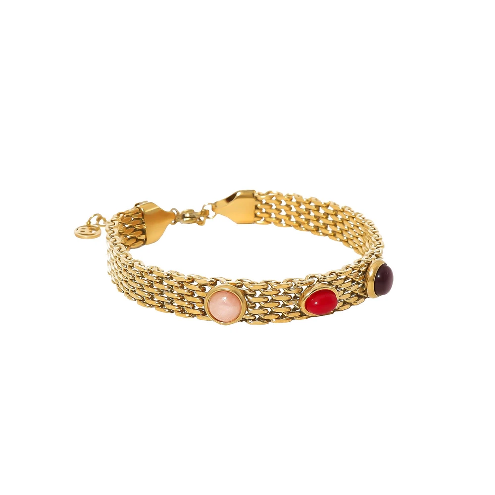 Pulseira em aço irregular pedras GB