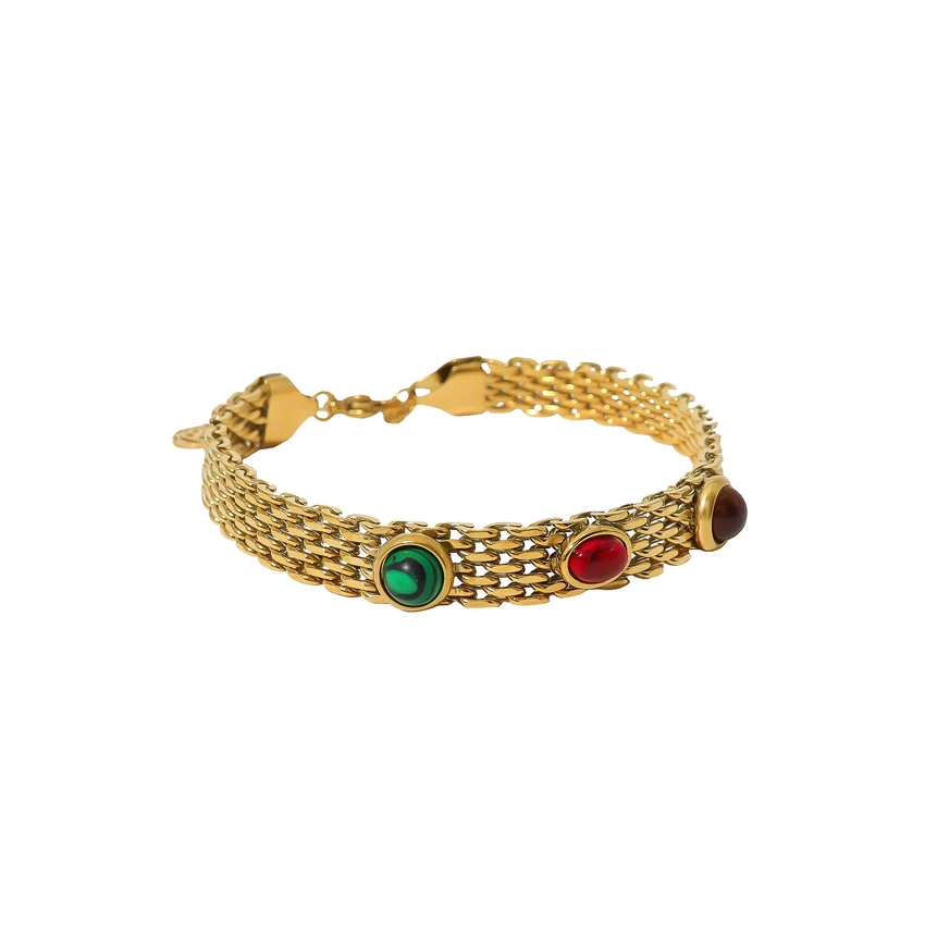 Pulseira em aço irregular pedras GB