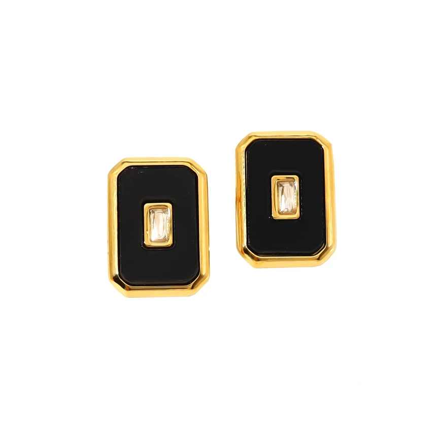 Steel earrings rectangular GB