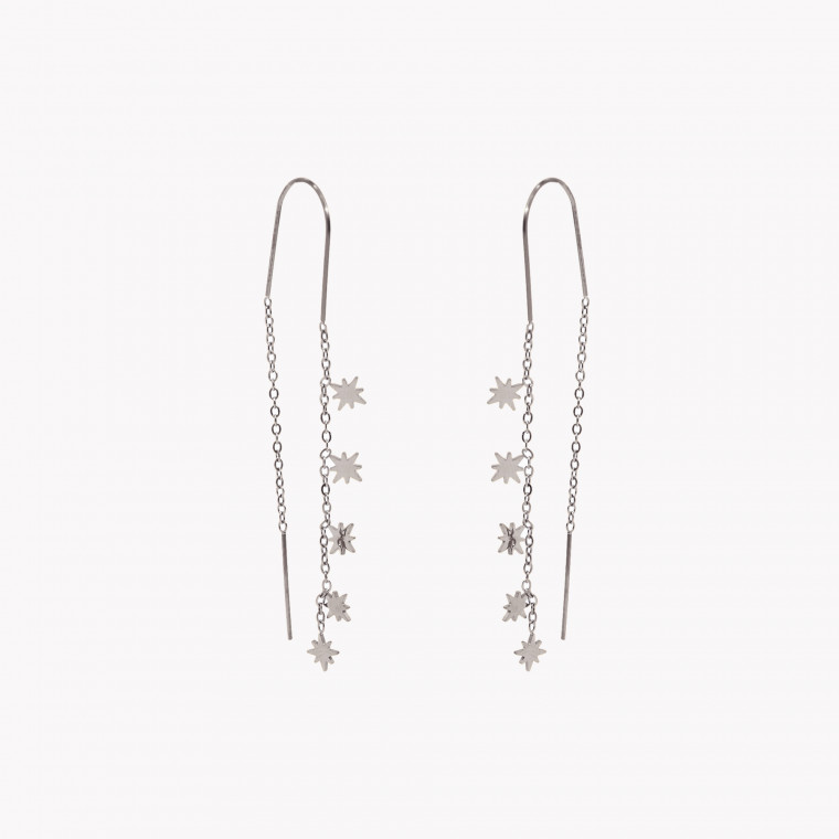 Long steel earrings stars GB