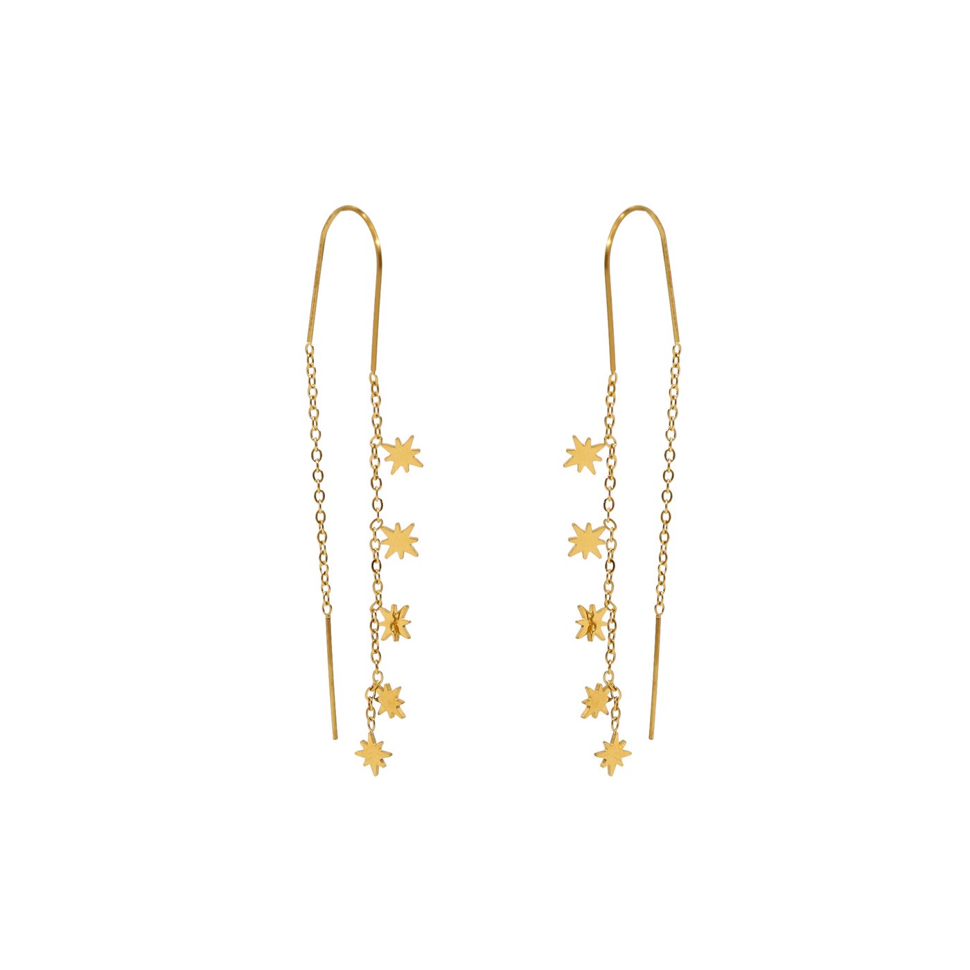 Boucles d\'oreilles en acier long étoiles GB