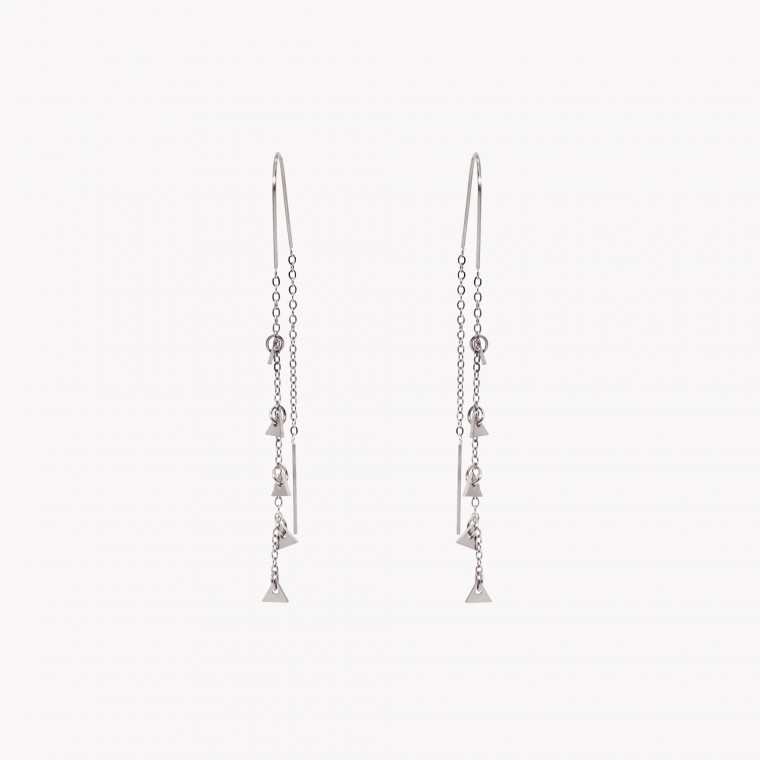 Long steel earrings triangles GB