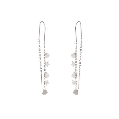 Boucles d'oreilles en acier long coeur GB