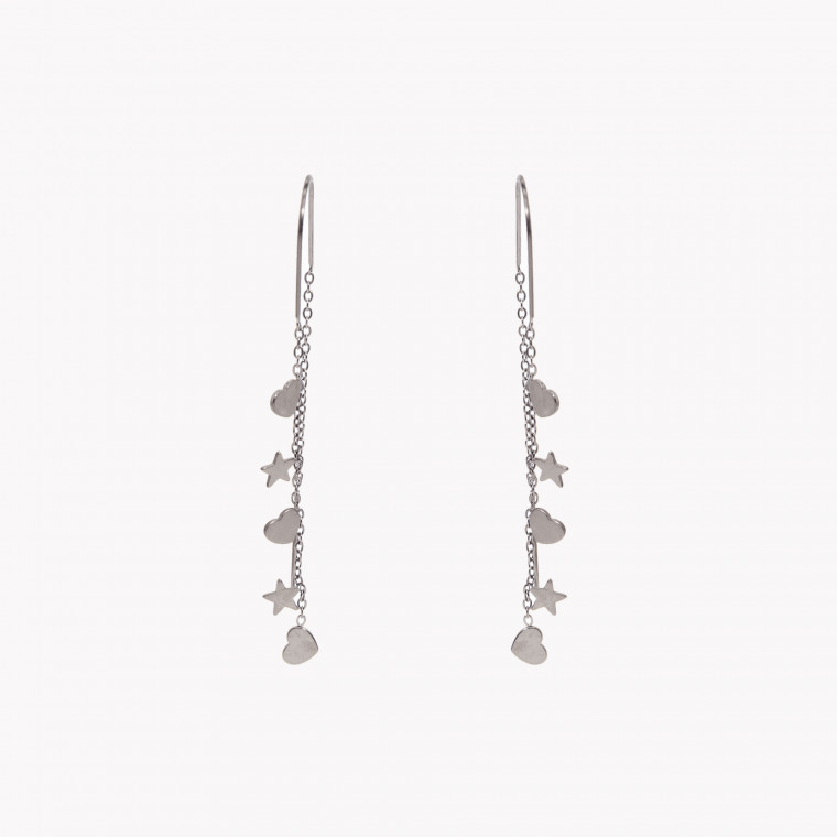 Long steel earrings heart GB