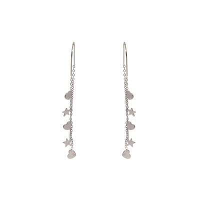 Boucles d'oreilles en acier long coeur GB