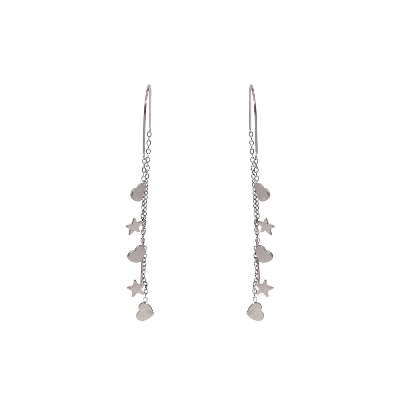 Boucles d\'oreilles en acier long coeur GB