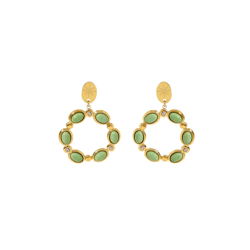 Steel earrings stones oval GB