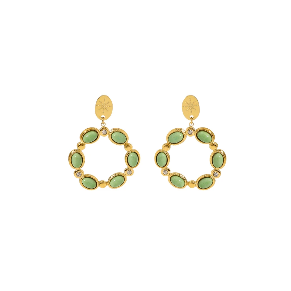 Pendientes en acero piedras ovales GB