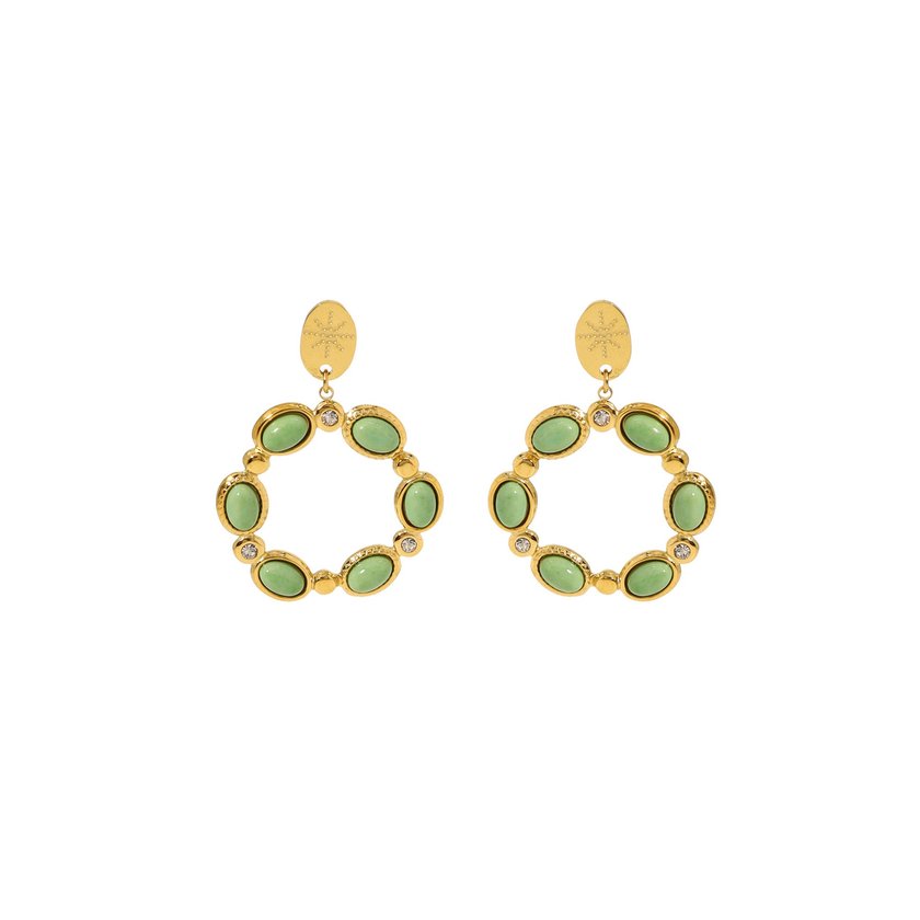 Steel earrings stones oval GB