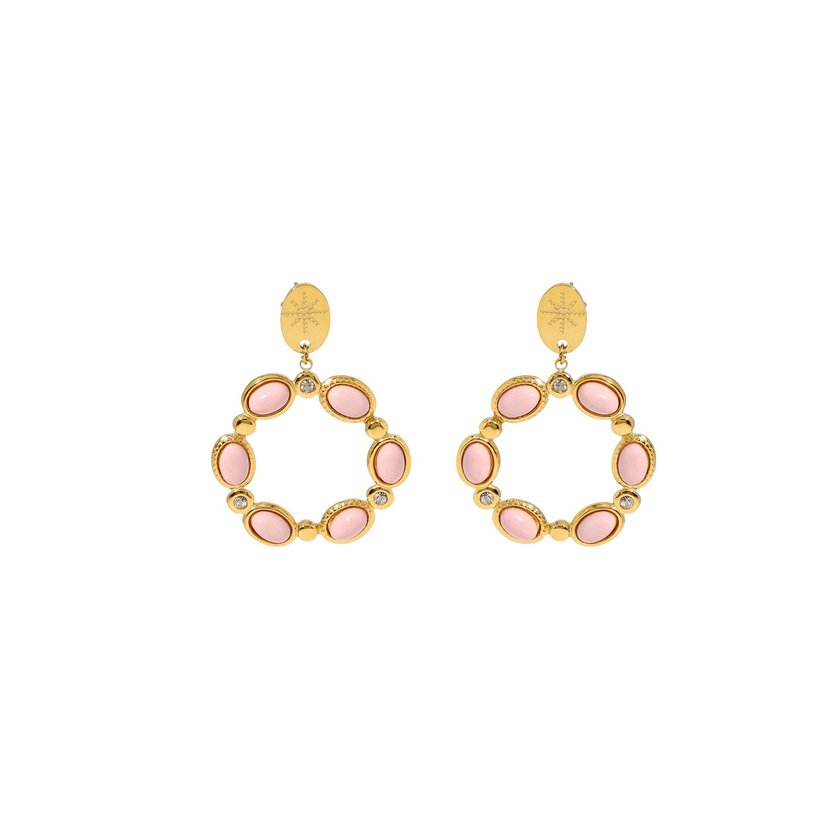 Orecchini in acciaio pietre ovale GB