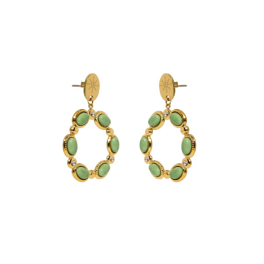 Steel earrings stones oval GB