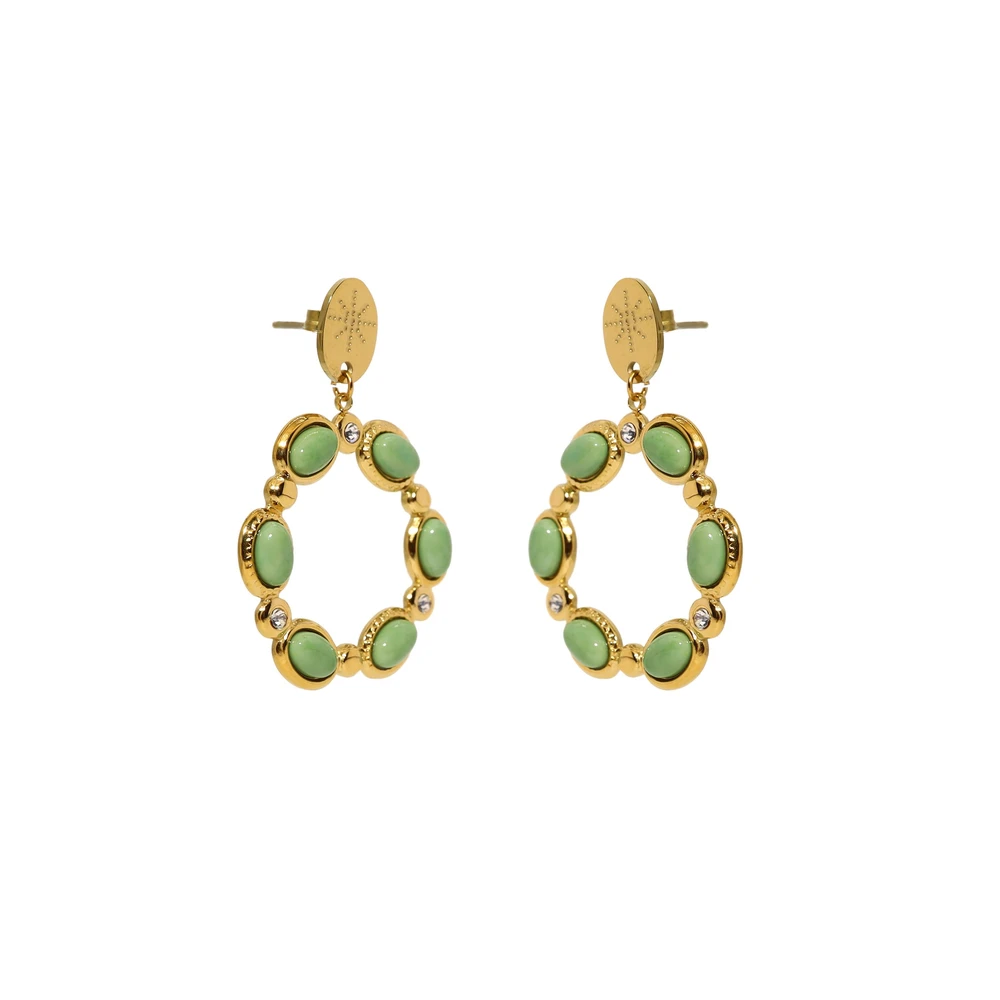 Pendientes en acero piedras ovales GB