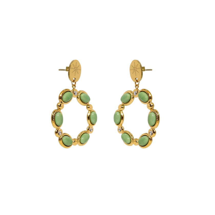 Steel earrings stones oval GB