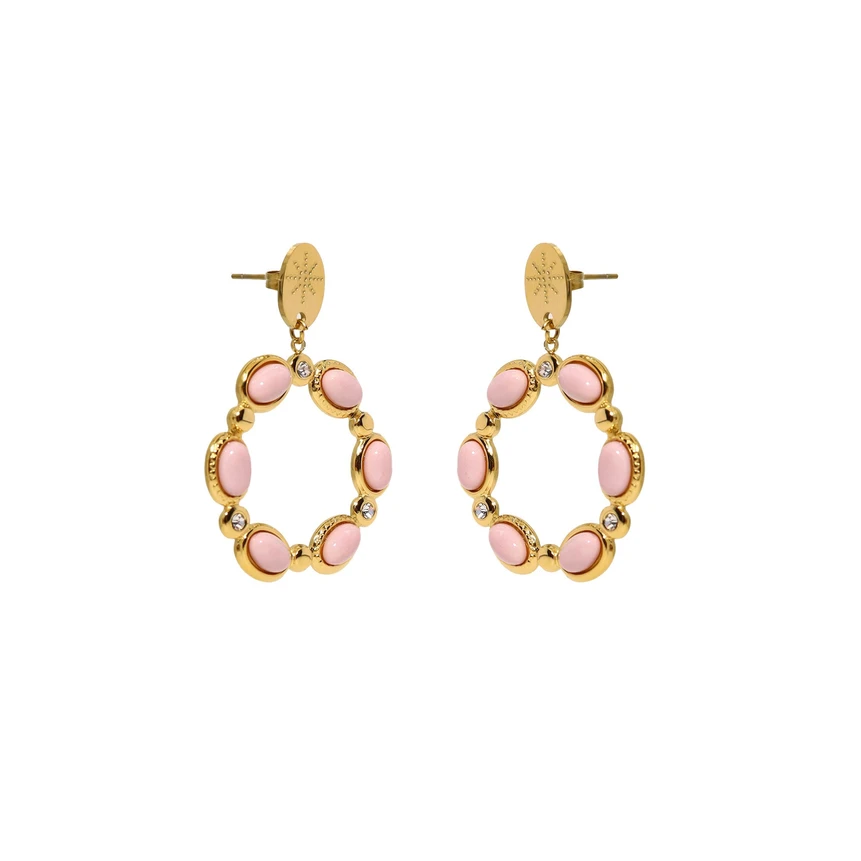 Pendientes en acero piedras ovales GB