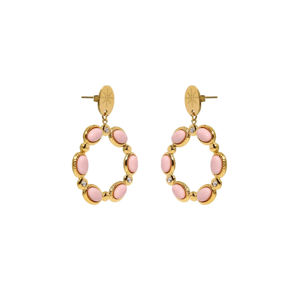 Pendientes en acero piedras ovales GB