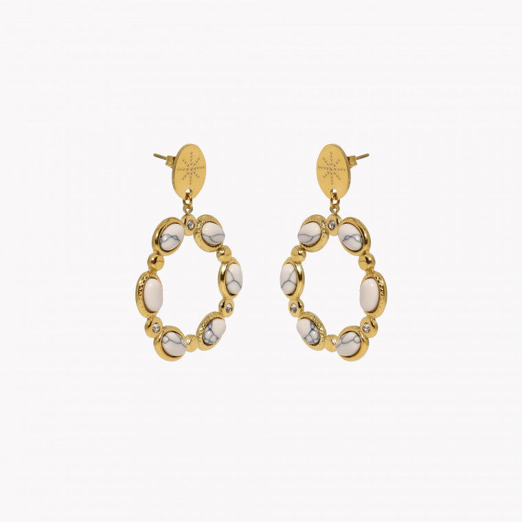 Steel earrings stones oval GB