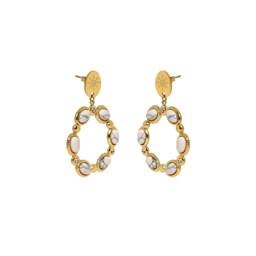 Boucles d'oreilles en acier pierre ovale GB