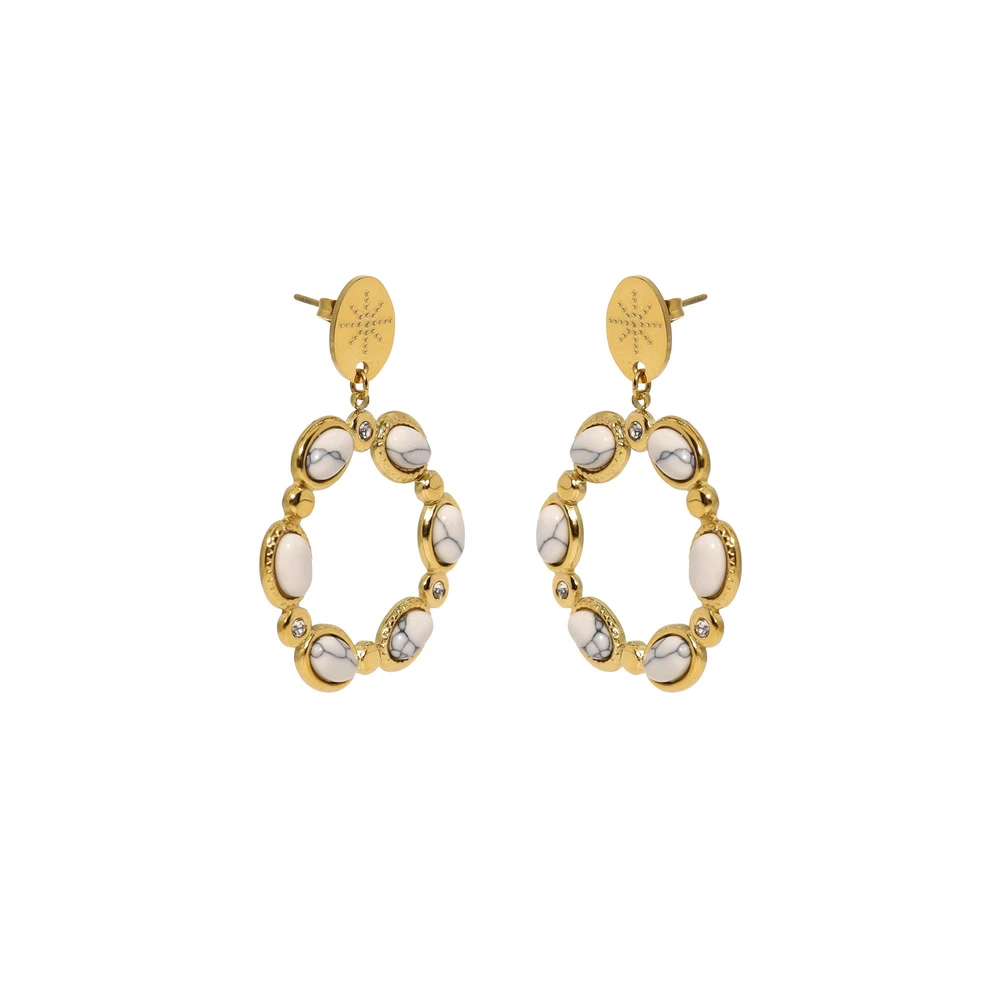 Pendientes en acero piedras ovales GB