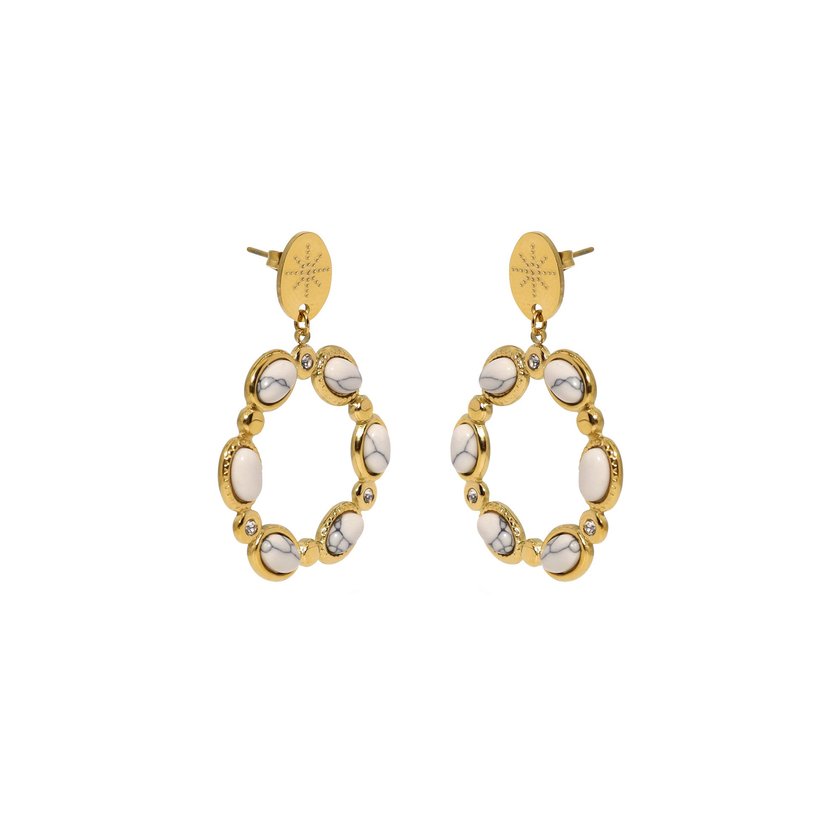 Steel earrings stones oval GB