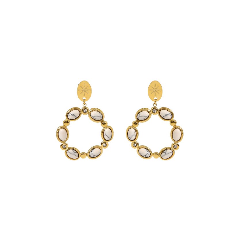 Steel earrings stones oval GB