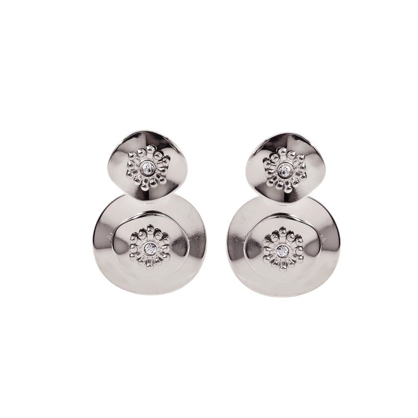 Boucles d'oreilles en acier texture fleur GB