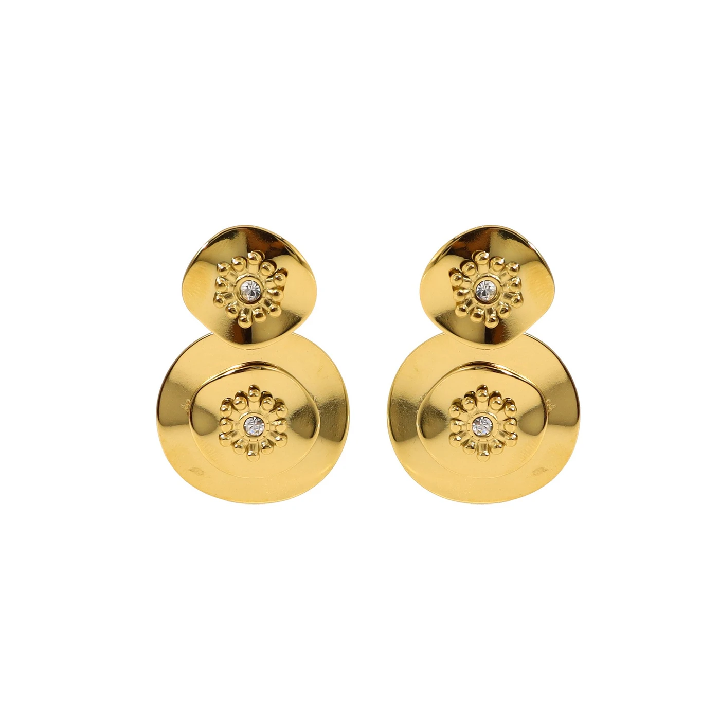 Pendientes en acero textura flor GB